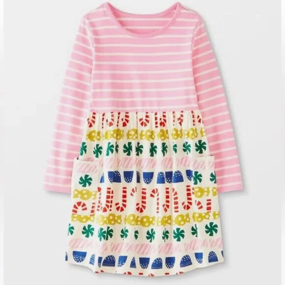 Hanna Andersson NWT Pink Candy Cane Holiday Mixie Dress size 8 - Picture 1 of 4